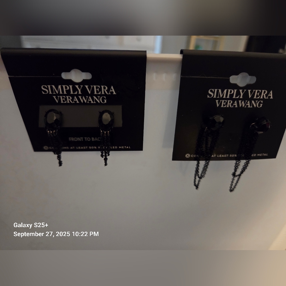 2 Pair Simply Vera Vera Wang Black Chain Earrings